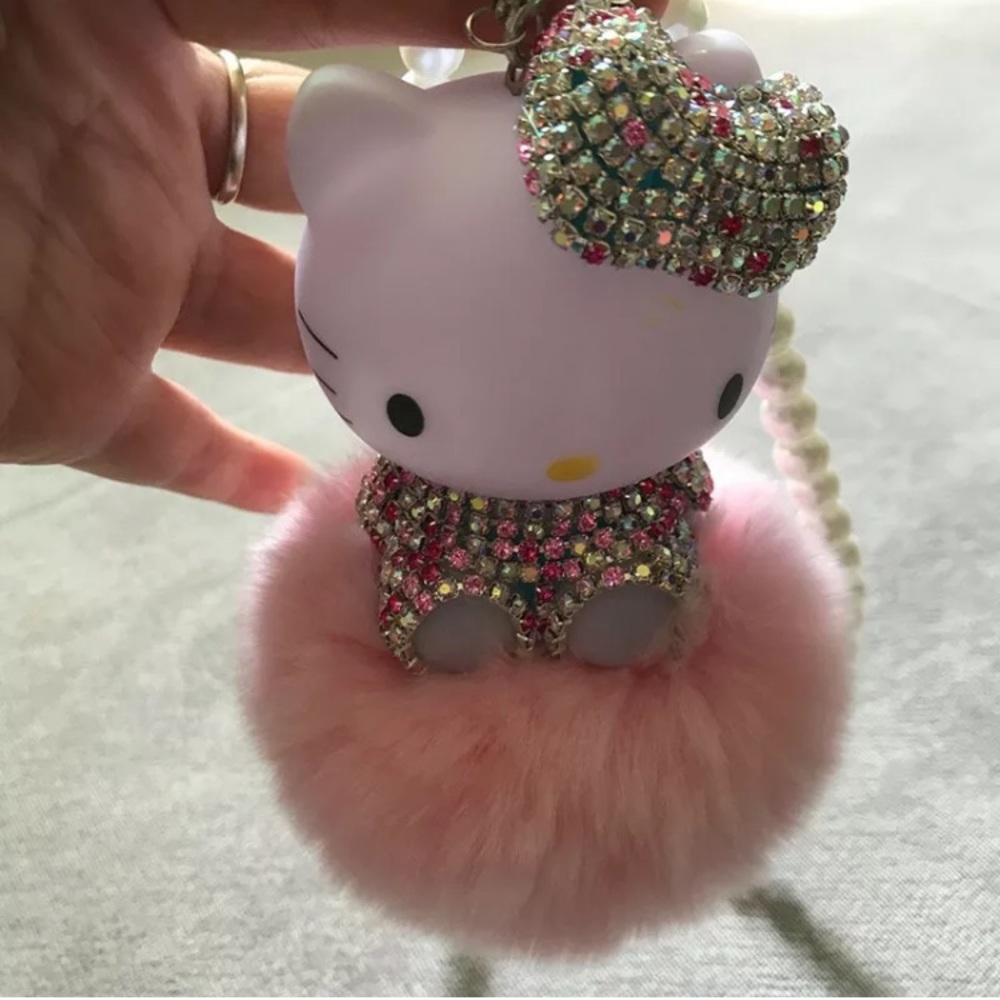 Rhinestone Hello Kitty Pompom Dangler - Picture 10 of 10